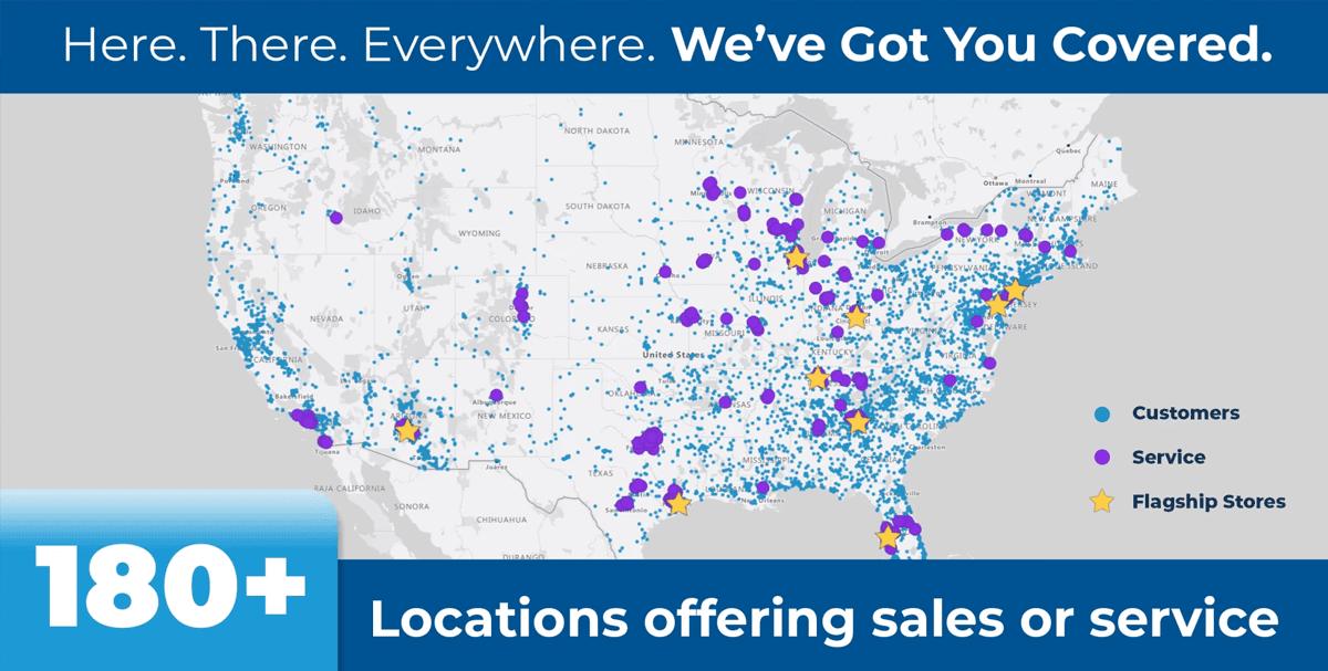180+ sales or service locations